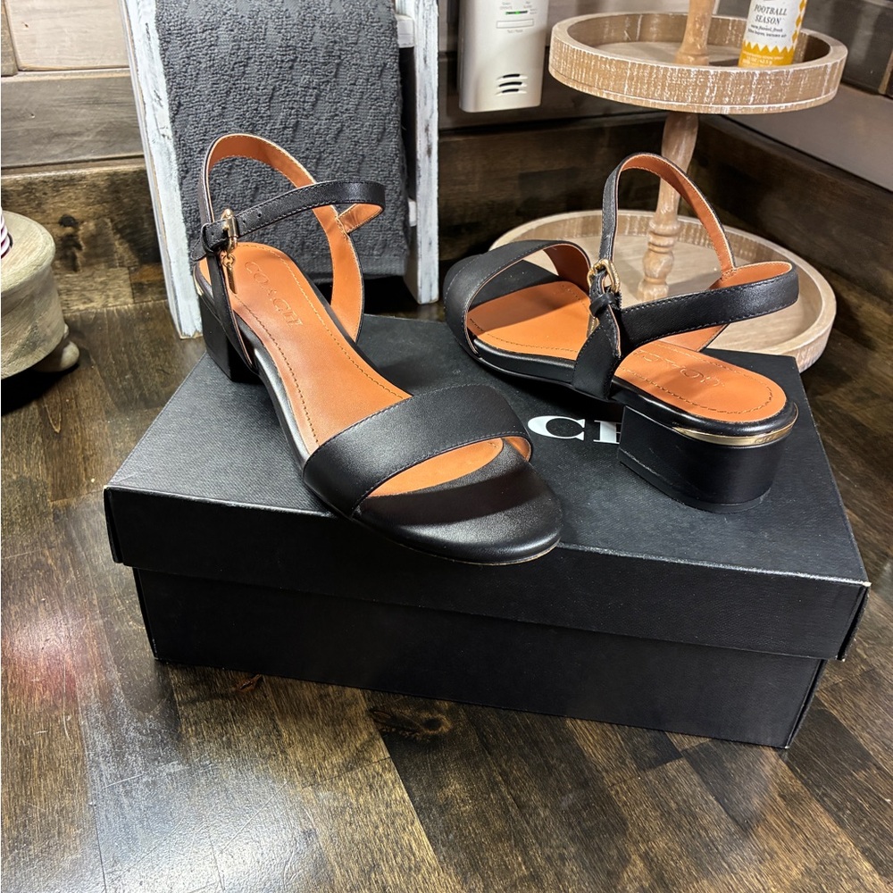 COACH IDA 35 Leather Sandal G4869 Black Size 7 - Picture 11 of 14